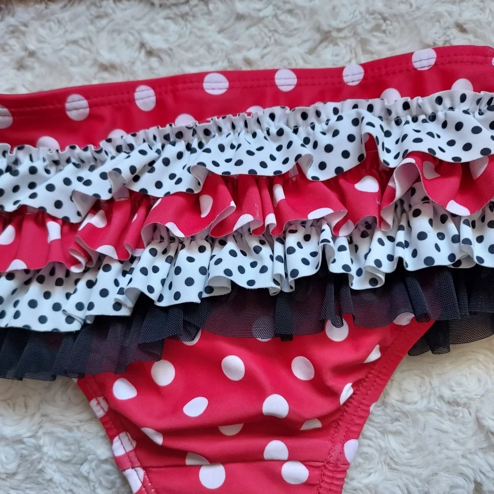 Disney's Minnie Mouse Frilly 2 piece Swimsuit Toddler 3 Summer Pool Vacation - Picture 3 of 7